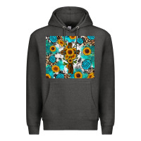 Charcoal Heather sunflower cross cowhide gemstones Premium Hoodie - RanaPortraitStore