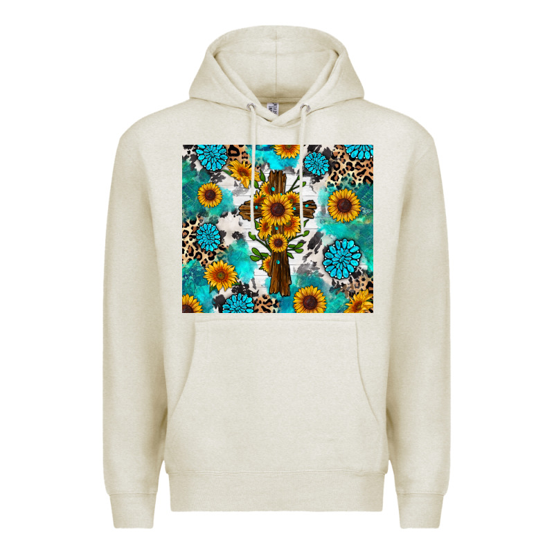 Sunflower Cross Cowhide Gemstones Premium Hoodie by RanaPortraitStore | Teevron