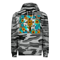 Slate Camo sunflower cross cowhide gemstones Premium Hoodie - RanaPortraitStore