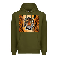 Army Green tiger scratch mark Premium Hoodie - RanaPortraitStore