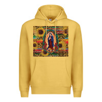 Antique Gold sunflower serape lady of guadalupe Premium Hoodie - RanaPortraitStore