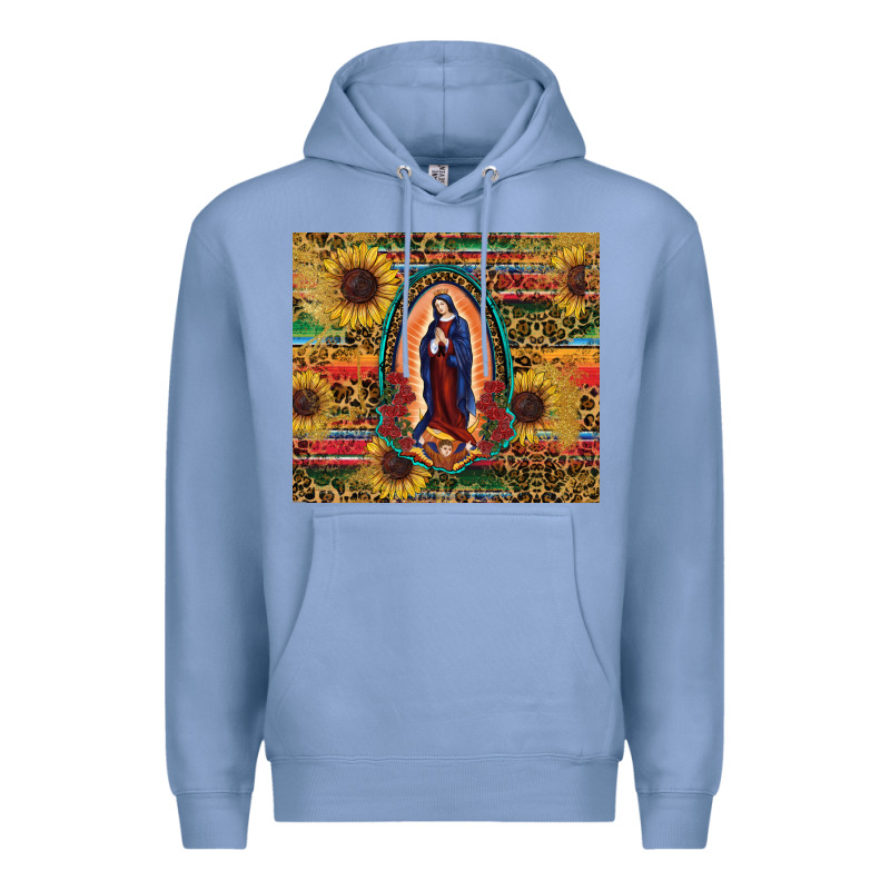 Sunflower Serape Lady Of Guadalupe Premium Hoodie by RanaPortraitStore | Teevron