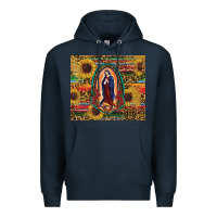 Navy sunflower serape lady of guadalupe Premium Hoodie - RanaPortraitStore