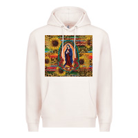Pale Pink sunflower serape lady of guadalupe Premium Hoodie - RanaPortraitStore