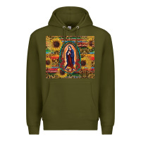 Army Green sunflower serape lady of guadalupe Premium Hoodie - RanaPortraitStore