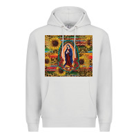 Dove Grey sunflower serape lady of guadalupe Premium Hoodie - RanaPortraitStore