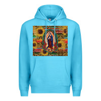 Ocean Blue sunflower serape lady of guadalupe Premium Hoodie - RanaPortraitStore