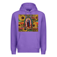 Purple sunflower serape lady of guadalupe Premium Hoodie - RanaPortraitStore