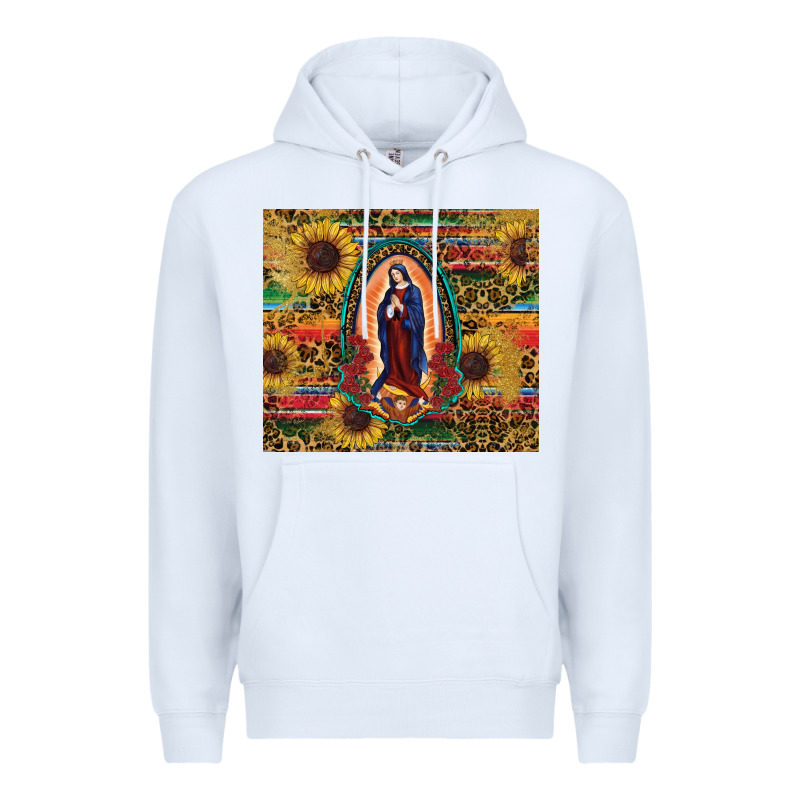Sunflower Serape Lady Of Guadalupe Premium Hoodie by RanaPortraitStore | Teevron