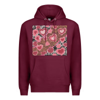 Burgundy valentines day hearts with leopard and cowhide Premium Hoodie - RanaPortraitStore