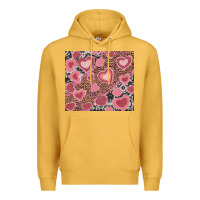 Mustard valentines day hearts with leopard and cowhide Premium Hoodie - RanaPortraitStore