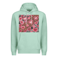 Seafoam valentines day hearts with leopard and cowhide Premium Hoodie - RanaPortraitStore