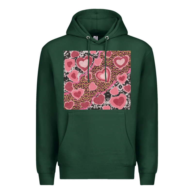 Valentines Day Hearts With Leopard And Cowhide Premium Hoodie by RanaPortraitStore | Teevron