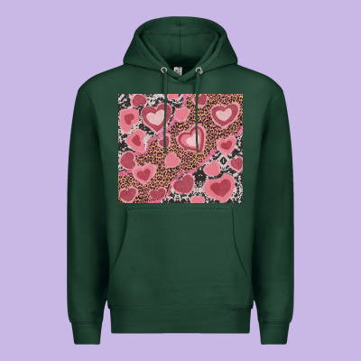 Premium Hoodie valentines day hearts with leopard and cowhide