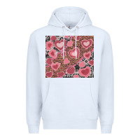 White valentines day hearts with leopard and cowhide Premium Hoodie - RanaPortraitStore
