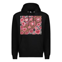 Black valentines day hearts with leopard and cowhide Premium Hoodie - RanaPortraitStore