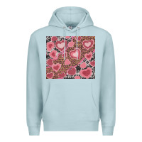 Blue Mist valentines day hearts with leopard and cowhide Premium Hoodie - RanaPortraitStore