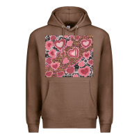 Chestnut valentines day hearts with leopard and cowhide Premium Hoodie - RanaPortraitStore