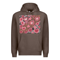 Coffee valentines day hearts with leopard and cowhide Premium Hoodie - RanaPortraitStore