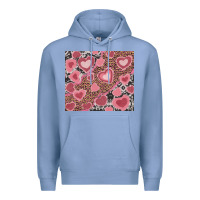 Colony Blue valentines day hearts with leopard and cowhide Premium Hoodie - RanaPortraitStore
