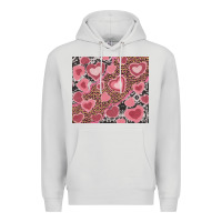 Dove Grey valentines day hearts with leopard and cowhide Premium Hoodie - RanaPortraitStore
