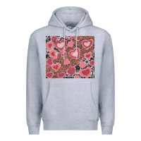 Heather Grey valentines day hearts with leopard and cowhide Premium Hoodie - RanaPortraitStore