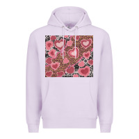 Lilac valentines day hearts with leopard and cowhide Premium Hoodie - RanaPortraitStore