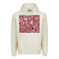 Oatmeal Heather valentines day hearts with leopard and cowhide Premium Hoodie - RanaPortraitStore