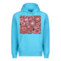 Ocean Blue valentines day hearts with leopard and cowhide Premium Hoodie - RanaPortraitStore