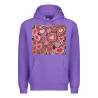 Purple valentines day hearts with leopard and cowhide Premium Hoodie - RanaPortraitStore