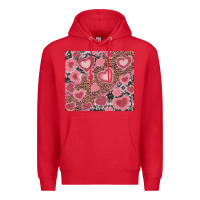 Red valentines day hearts with leopard and cowhide Premium Hoodie - RanaPortraitStore