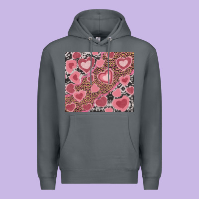 Premium Hoodie valentines day hearts with leopard and cowhide