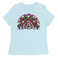 Baby Blue usa camouflage rainbow Ladies Tee - Artiststas