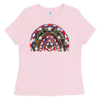 Bubblegum Pink usa camouflage rainbow Ladies Tee - Artiststas