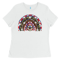 White usa camouflage rainbow Ladies Tee - Artiststas