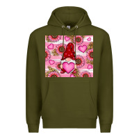 Army Green valentines day gnomes Premium Hoodie - RanaPortraitStore