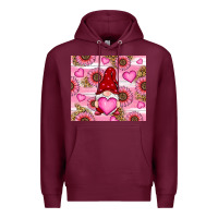 Burgundy valentines day gnomes Premium Hoodie - RanaPortraitStore