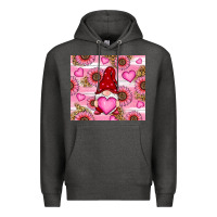 Charcoal Heather valentines day gnomes Premium Hoodie - RanaPortraitStore