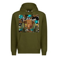 Army Green western cow Premium Hoodie - RanaPortraitStore