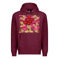Burgundy valentines day teddy bear tumbler Premium Hoodie - RanaPortraitStore