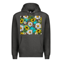 Charcoal Heather western daisy and sunflower Premium Hoodie - RanaPortraitStore