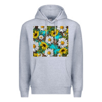 Heather Grey western daisy and sunflower Premium Hoodie - RanaPortraitStore