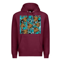 Burgundy western aztec highland cow Premium Hoodie - RanaPortraitStore