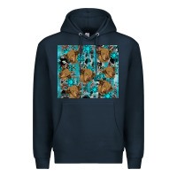 Navy western aztec highland cow Premium Hoodie - RanaPortraitStore