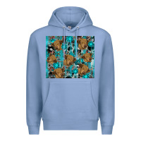 Colony Blue western aztec highland cow Premium Hoodie - RanaPortraitStore