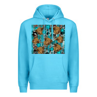 Ocean Blue western aztec highland cow Premium Hoodie - RanaPortraitStore