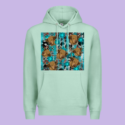 Premium Hoodie western aztec highland cow