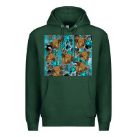 Sports Green western aztec highland cow Premium Hoodie - RanaPortraitStore