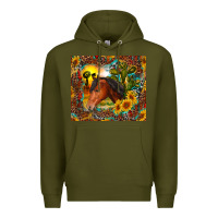 Army Green western horse and sunflower Premium Hoodie - RanaPortraitStore