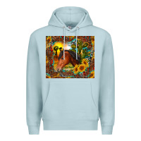 Blue Mist western horse and sunflower Premium Hoodie - RanaPortraitStore